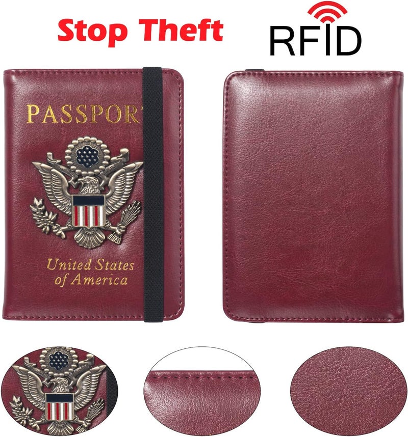 FACATH Premium Passport Holder for Travel, RFID Blocking Passport Cover Slim, Durable & Travel-Friendly, Passport Wallet Keep Your Documents Safe & Organized (Wine Red) - Image 4